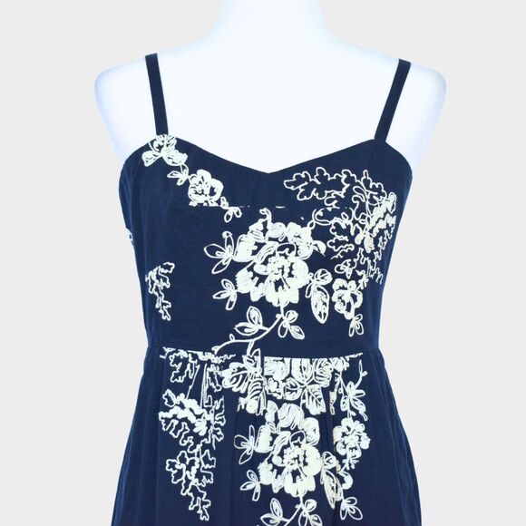 J.CREW Women's Navy Blue Ivory Mirabel Lawn Embroidered Floral Mini Dress Size 6 - Picture 4 of 8